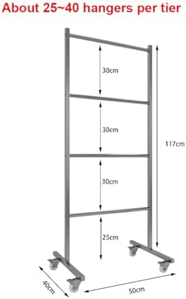 Clothes Rack with Wheels - 4 Tier Multi-Functional Garment Rack for Hanging Clothes and Shoes, Large Capacity for Bedroom, Living Room and Office