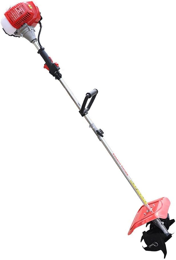 42.7CC Handheld Tiller Cultivator 2 Stroke Gas Powered Engine Tilling Machine Air-Cooled Mini Tiller Cultivator for Garden Cylinder Gas Gasoline Engine Grass Cutter for Yard 1.25KW/6500r/min