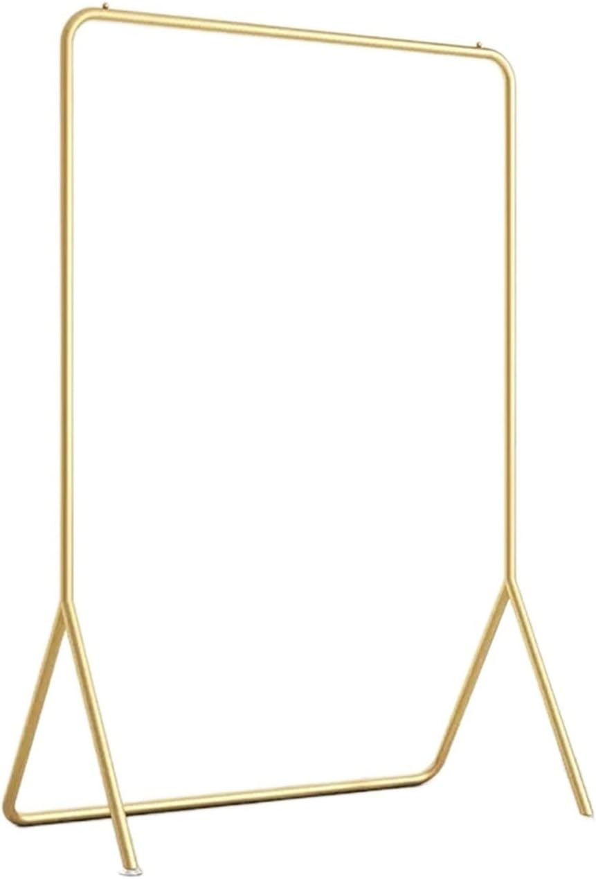 AEYSD-456 Adjustable Garment Rack Hanging Clothes Rack Flooring Bedroom Home Single Rod Drying Clothes Rack Indoor Small Coat Rack Standing Hanger(Gold,Medium)