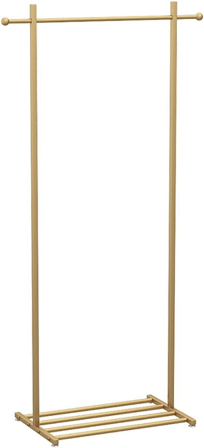 Garment Rack Freestanding Coat Rack with Shoe Rack Small Space Metal Clothing Rack Heavy Duty Garment Rack for Hanging Clothes Bedroom Living Room Clothes Organizer,6(Gold)