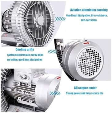 Single/Three Phase Vortex Ring Blower, Regenerative Blower High Pressure Sewage Aeration Vortex Single Phase Turbine Aquaculture Air Pump