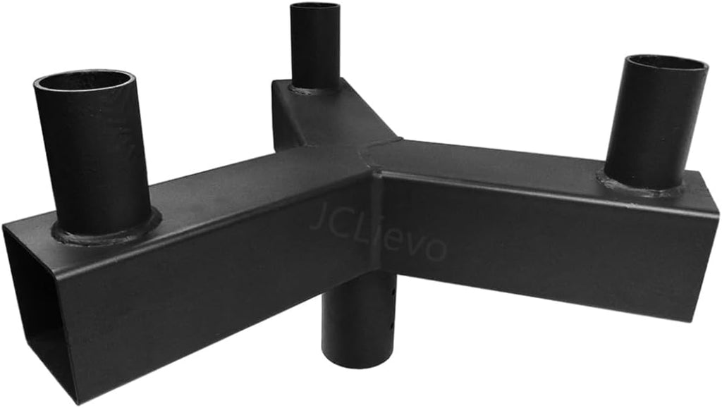 Low Profile Triple Bull Horn with 3 Arms at 120 Degree,Bronze&Powder Coated,Top Tenons Fits with 2 3/8' Slip Fit Mount LED Shoebox Parking Light,Steel Mounting Bracket Accessories