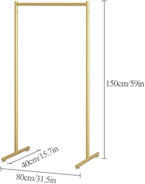 Metal Clothes Rail with Top Bar, Clothing Garment Rack for Hanging Clothes, Clothes Organizer for Bedroom, Laundry Room, Stable Feet, Load Capacity 176lbs (Color : Gold, Size : 80x40x150cm)
