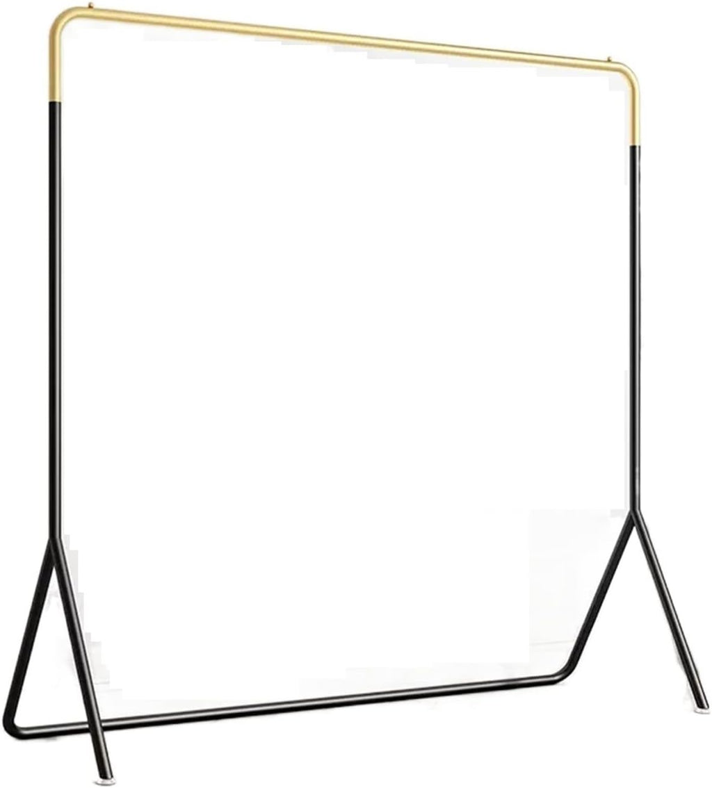 AEYSD-456 Adjustable Garment Rack Hanging Clothes Rack Flooring Bedroom Home Single Rod Drying Clothes Rack Indoor Small Coat Rack Standing Hanger(Black+Gold,XL)
