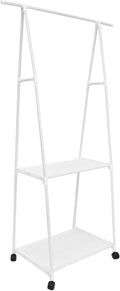 ULTECHNOVO Freestanding Iron Clothes Rack Wheels Adjustable Bedroom Garment Organizer Sturdy Storage Holder for Coats and Hats Portable Clothing Stand for Easy Assembly