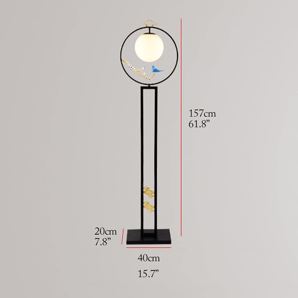 Standing Floor Set of 2 Table Lamps and 1 Floor Lamp Modern Classic with Glass Shade Ceramic Bird Decoration Storage Lamp(
