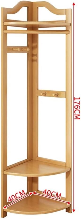 Bamboo Corner Coat Rack Stand - Freestanding Garment Rack with 2 Shelves, Stylish Hall Tree with Hooks for Clothes & Accessories, Space-Saving Storage Solution for Entryway