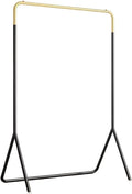 AEYSD-456 Adjustable Garment Rack Hanging Clothes Rack Flooring Bedroom Home Single Rod Drying Clothes Rack Indoor Small Coat Rack Standing Hanger(Black+Gold,Medium)