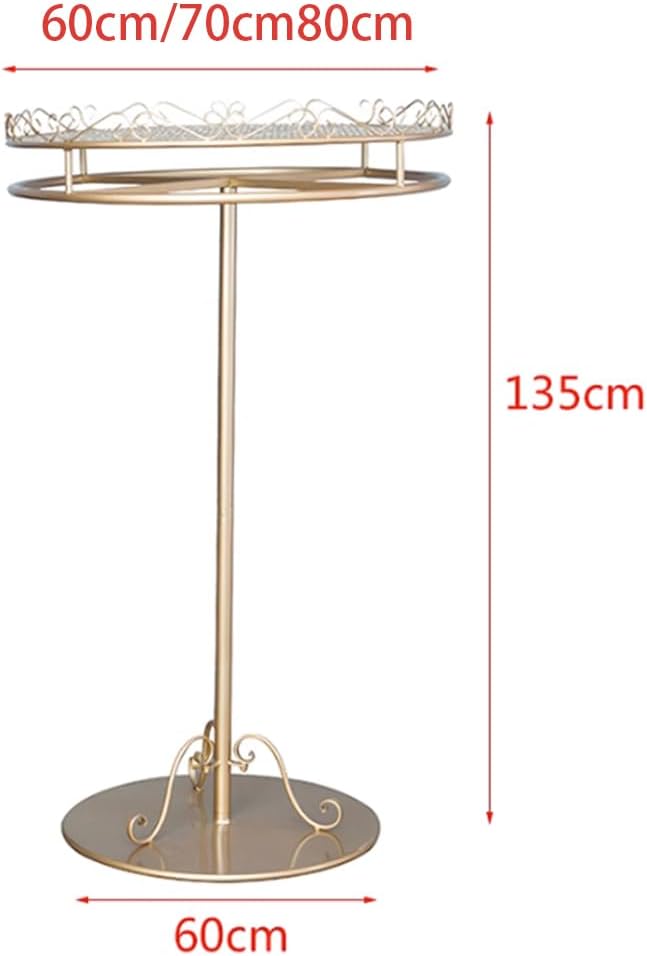 Floor-Standing Clothing Rack, Rotating Portable Garment Rack for Hanging Clothes, Metal Clothes Hanging Rack for Bedroom, Balcony, Retail Display,Gold,70cm*135cm