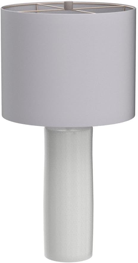 BOWERY HILL Contemporary Ceramic Table Lamp, 25.25' H, White Finish, Drum Shade, Set of 2, 3-Way Switch, Type A Bulb Compatible, Modern Lighting for Bedroom or Living Room Decor