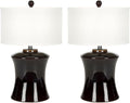 SAFAVIEH Lighting Collection Gary Modern Dark Brown Ceramic 24-inch Bedroom Living Room Home Office Desk Nightstand Table Lamp Set of 2 (LED Bulbs Included)