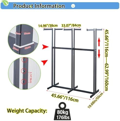 Heavy Duty Metal Garment Rack - Adjustable Way Retail Clothing Display with Shelves for Hanging Clothes (Gold)
