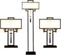 Standing lamp 3 Pack Lamp Set Includes 1 Floor Lamp and 2 Table Lamps Iron Table and Floor Lamp Set with Fabric Lampshade Vintage Standing Light Tall Standing Pole Light
