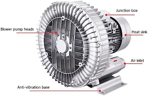 Regenerative Blower, High-Pressure Industrial Vacuum Pump, Sewage Aeration Vortex Blower, Single Phase, Low Noise, 110V, 350W, 0.47HP