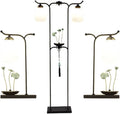 Standing lamp Vintage Floor Lamp 3 Pack Lamp Set of 2 Table Lamps&1 Floor Lamp Wrought Iron 3-Piece Lamps Set with Ceramic Lotus Leaf Design Tall Standing Pole Light