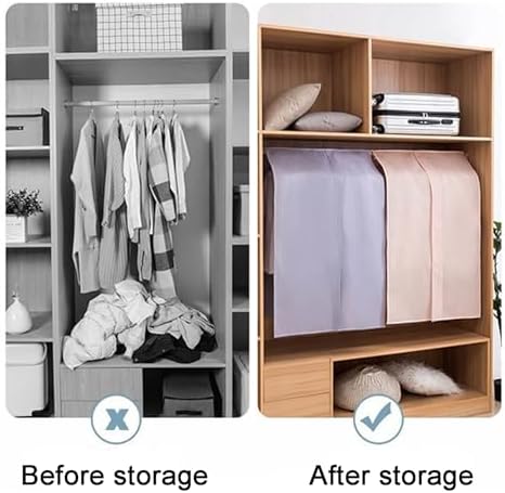 Dustproof Garment Bags - Protective Clothes Cover & Hanging Organizer for Wardrobe Rack - Travel Home Storage Solution(Purple)
