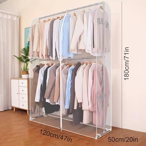 C Garment Bags for Hanging Clothes, Double-Layer Covers with Tie Rope, Perfect for Dry Cleaning, Travel & Home Storage, Durable & Breathable Protection