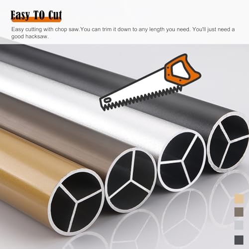 Gold Aluminum Closet Rod - Adjustable Tension Pole for Wardrobe, 16-66 Inch with Hardware Accessories, Cuttable Garment Rack for Hanging Clothes, Space-Saving Solution.