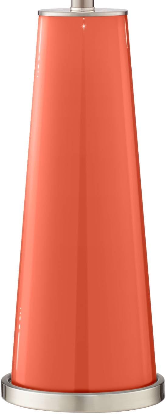 Color + Plus Leo Modern Table Lamps 29 1/2' Tall Set of 2 Daring Orange Glass Tapered Column Plain White Drum Shade Decor for Bedroom Living Room House Home Bedside Nightstand Office Family