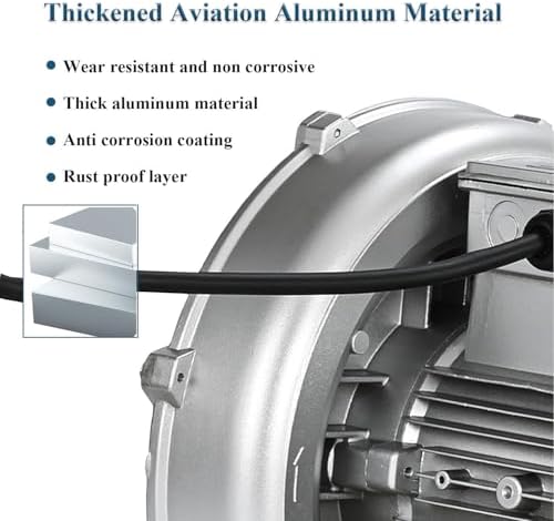 Regenerative Blower,Vortex Centrifugal Fish Pond Aerator Pump,Vortex Ring Blower,Commercial Air Blower Fan (550W)