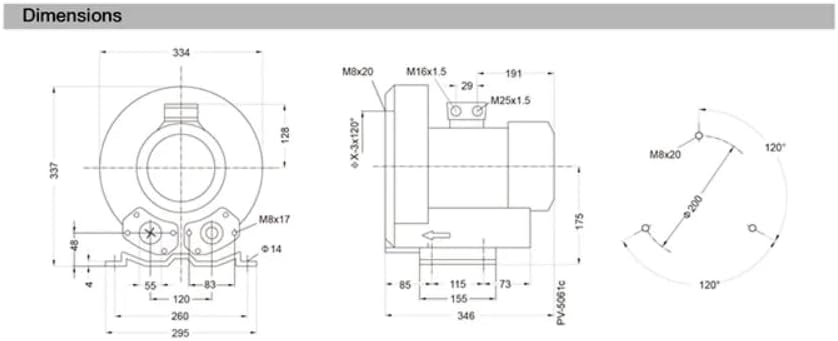 Regenerative Blower EKZ 255-42 | Pressure or Vacuum Applications | 150 CFM - 4.2 PSI - 7.7 inHg | Quiet Operation - Lightweight - Oil Free | No Maintenance Required!