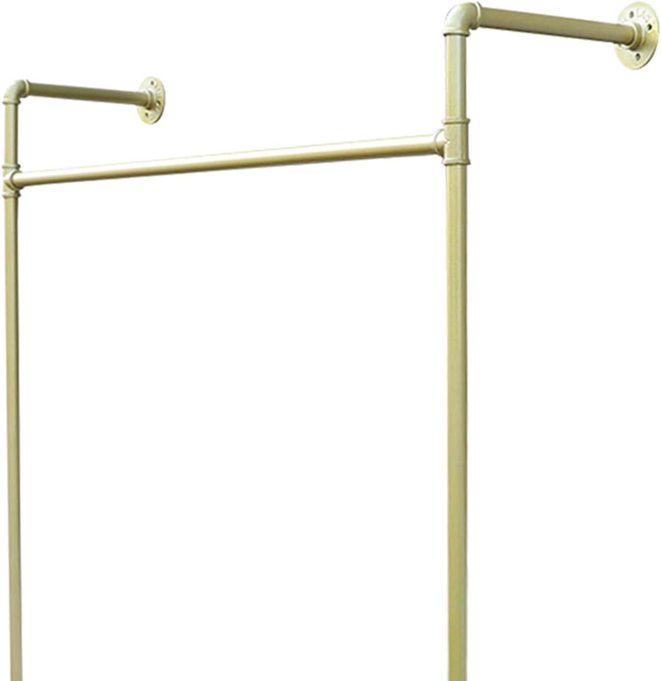 Modern Metal Clothing Display Rack Wall-mounted 47.2 Inches Garment Rack for Hanging Clothes Coats Skirts Shirts, Gold