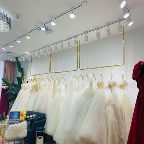 Clothes RackClothing Store Suspended Ceiling Metal Retail Clothing Garment Racks Wall Mounted Garment Rack Hanging Clothes Rack Detachable for Clothing Storage Display,Gold-100x100cm