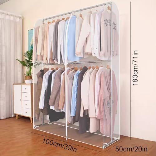 C Garment Bags for Hanging Clothes - Double-Layered Covers with Tie Rope for Dry Cleaning & Home Storage - Durable & Breathable Clothing Protection - Perfect Travel Solution