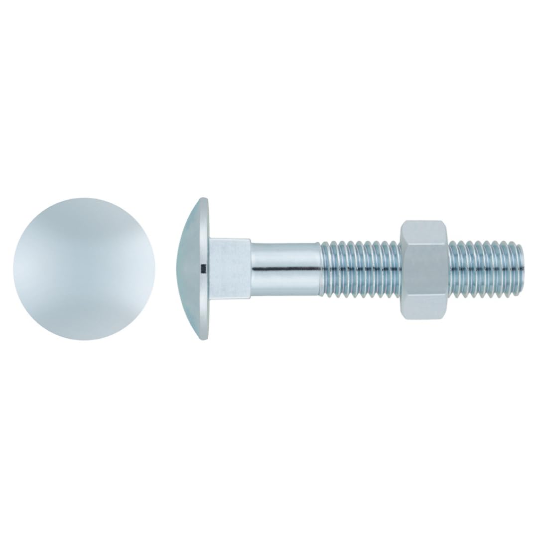 Index din-603/934 – Screw with Round Head with Square Neck and Nut Hexagonal. Zinc Plated M10 X 100