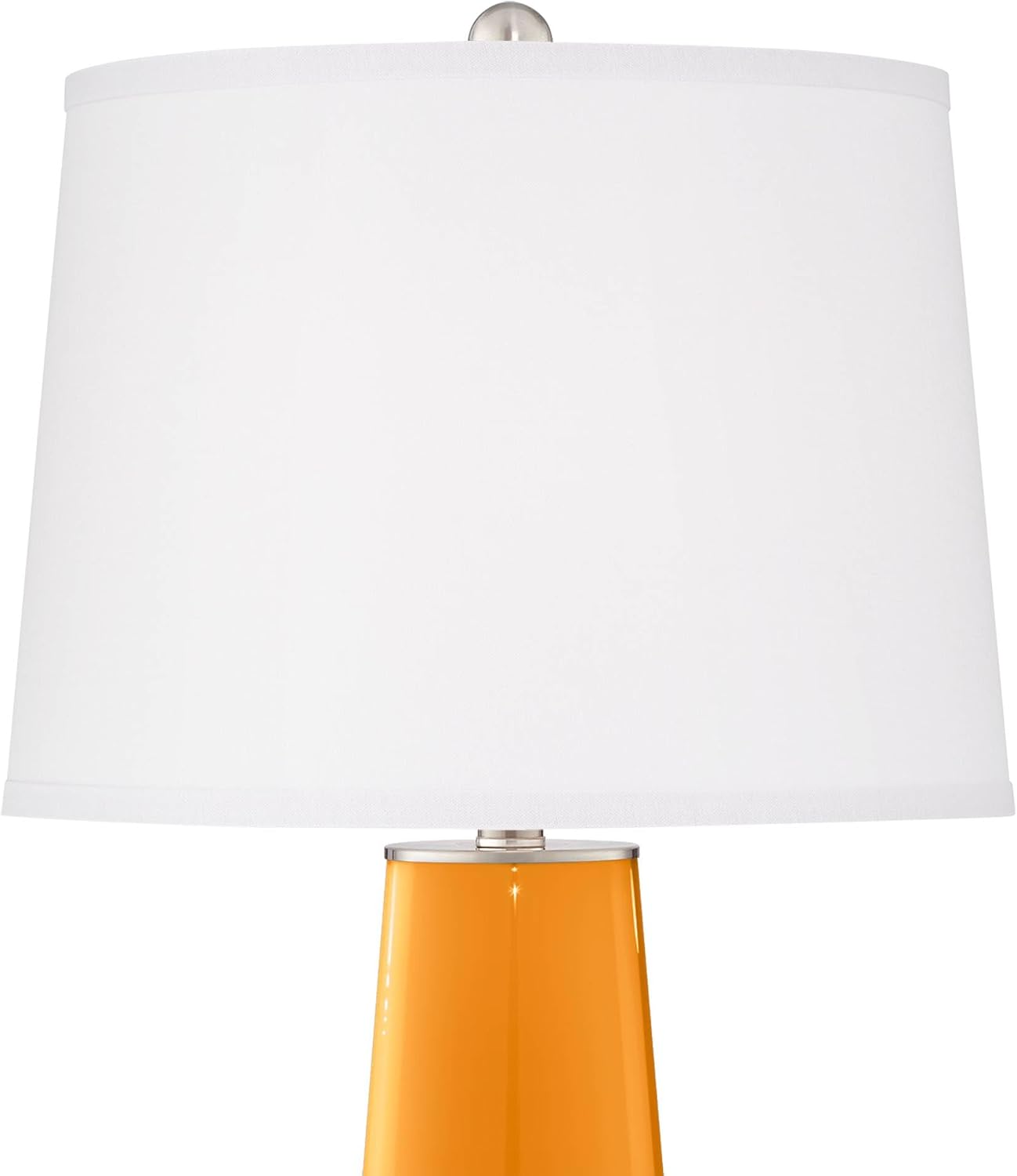 Color + Plus Leo 29 1/2' Tall Modern End Table Lamps Set of 2 Carnival Orange Finish Glass Fabric White Shade Living Room Bedroom Bedside Nightstand House Office Home Reading Kitchen Entryway