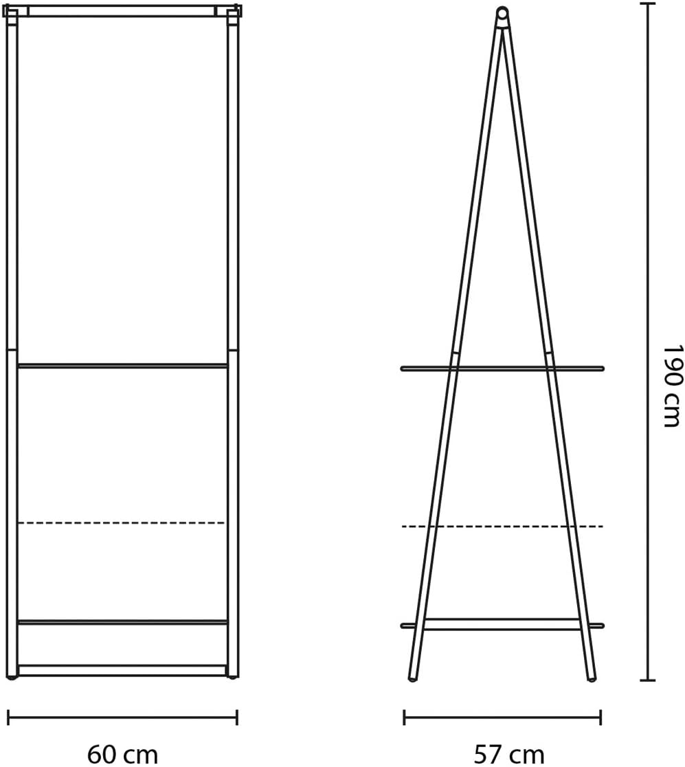 Brabantia - Linn Clothes Rack - Multi-Functional - Space Saver - Adjustable Shelves - Wardrobe Hanging - Drying Rack - Freestanding - Stable - Black - Small