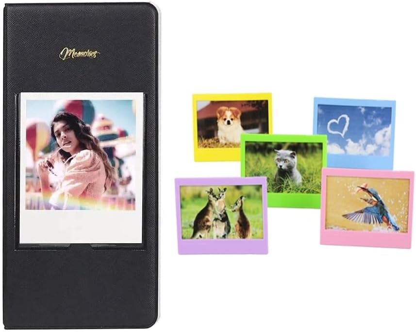 Polaroid Flip Instant Camera Color Starter Set | White, 8 Exposures Bundle with Photo Album & Colored Frames + Cleaning Cloth (3 Items)