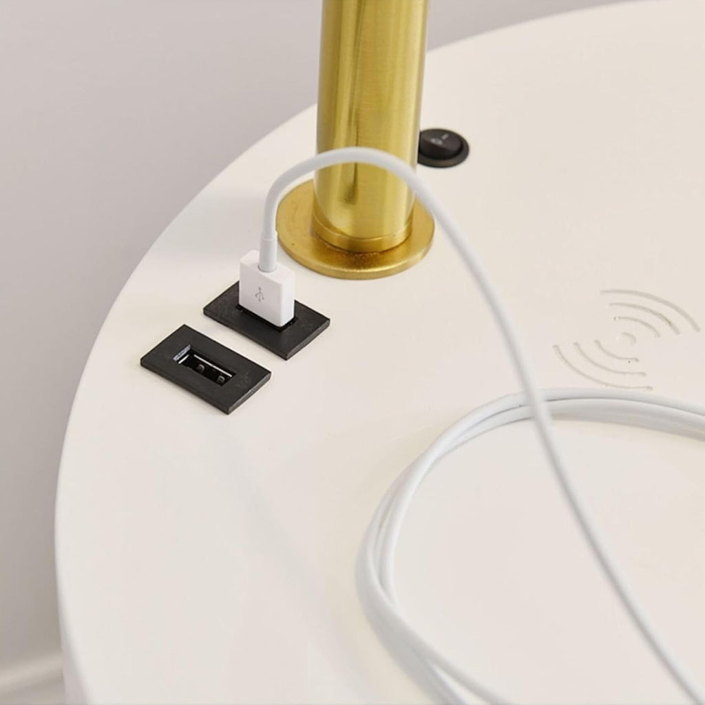 Floor Lamp Set Table and with LED Bulb, Desk Wireless Charger and USB Port, Modern Side Bedroom, Living Room, Office