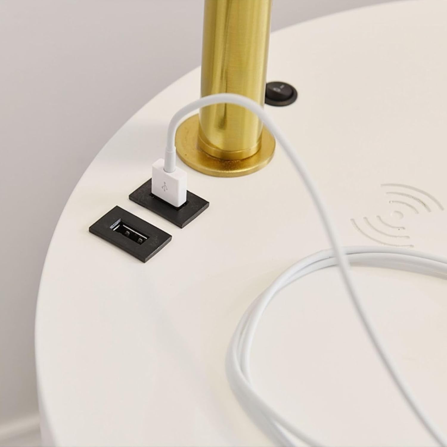 Floor Lamp Set Table and with LED Bulb, Desk Wireless Charger and USB Port, Modern Side Bedroom, Living Room, Office