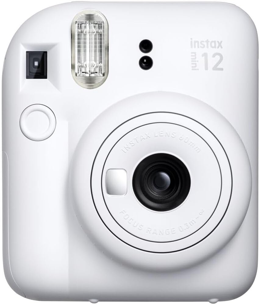 Fujifilm INSTAX MINI 12 Instant Film Camera Bundle, Includes: INSTAX Mini Film (20 Exposures), INSTAX Mini 12 Case and More (5 Items) (Clay White)