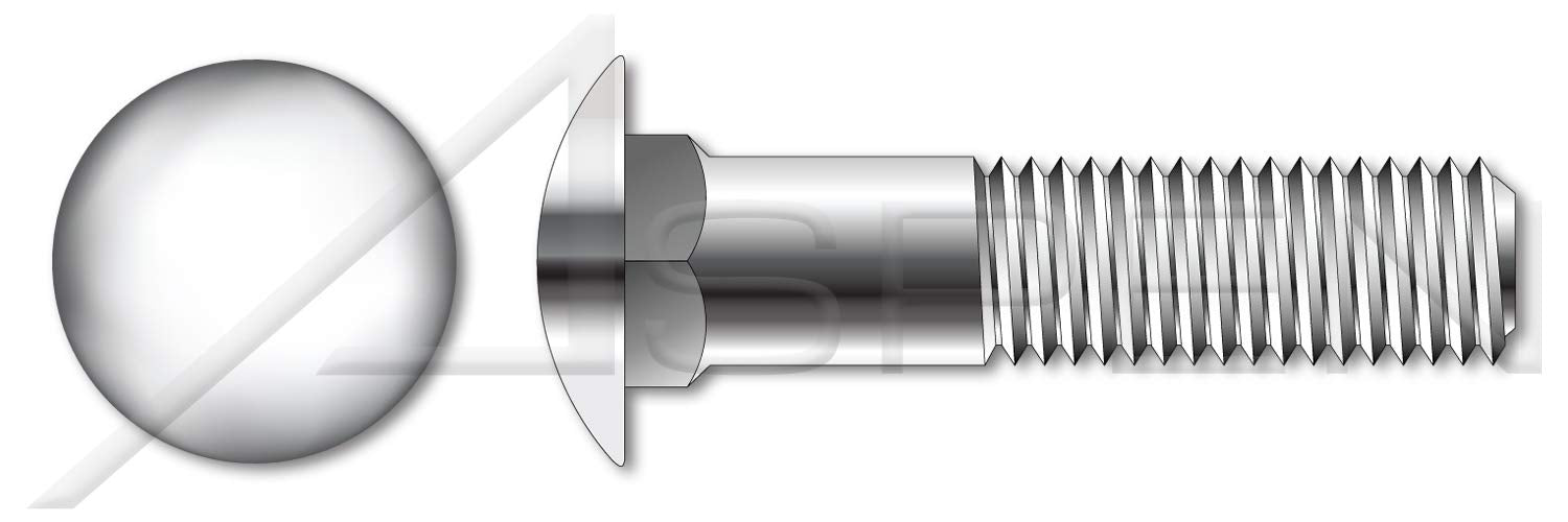 (150 pcs) M8-1.25 X 80mm, DIN 603 / ISO 8677, Metric, Carriage Bolts, Round Head, Square Neck, A2 Stainless Steel