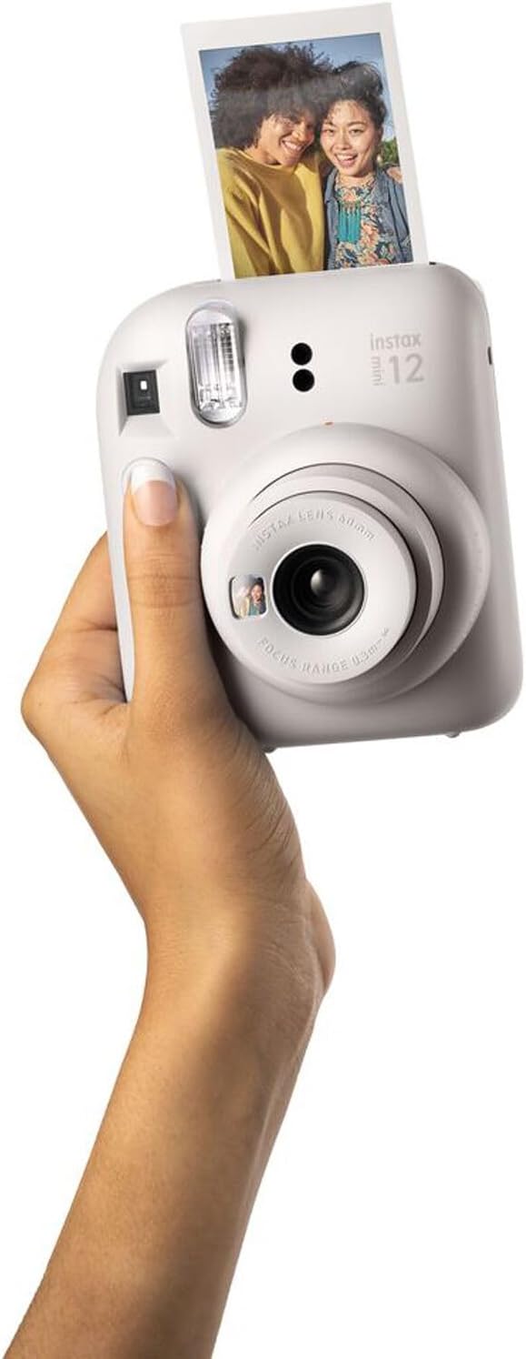 Fujifilm Instax Mini 12 Instant Camera Clay White Bundle with Fuji Instax Mini Film Value Pack (80 Sheets) + Protective Carrying Case + Photo Album + Microfiber Cleaning Cloth