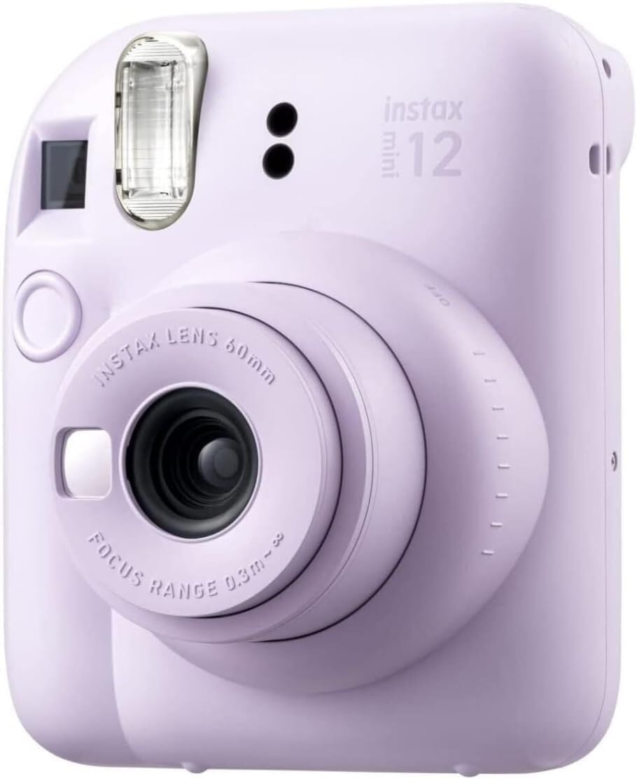 Fujifilm Instax Mini 12 Camera (Lilac Purple) with Fujifilm Instant Mini Film (40 Sheets) Bundle with + Sunshine Photo Microfiber Cleaning Cloth