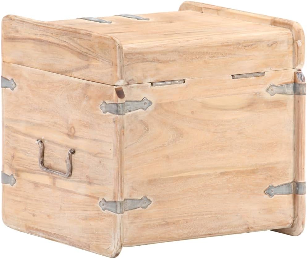 vidaXL White Solid Acacia Wood Chest in White