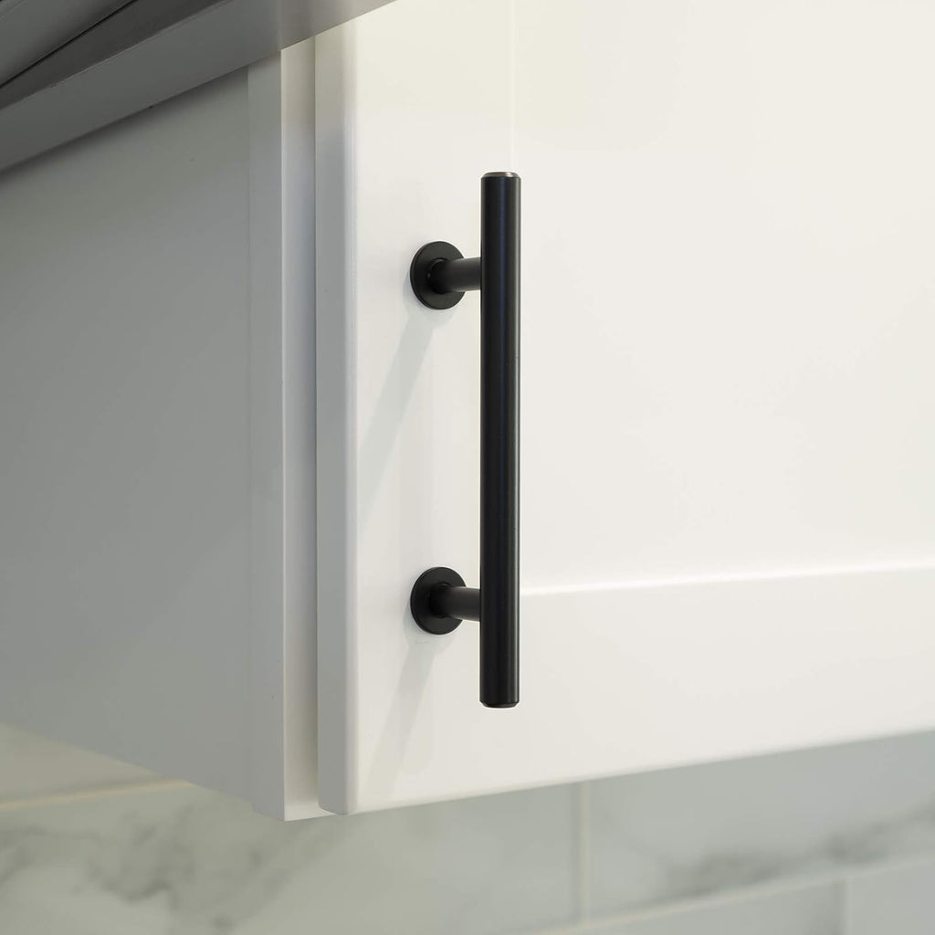 Modket Euroline Series Matte Black T Bar Pull Handle — 10-1/8' (256mm) Hole Centers, 12' Overall Length — 20 Pack Modern Kitchen Cabinet Door Drawer Hardware/Dresser