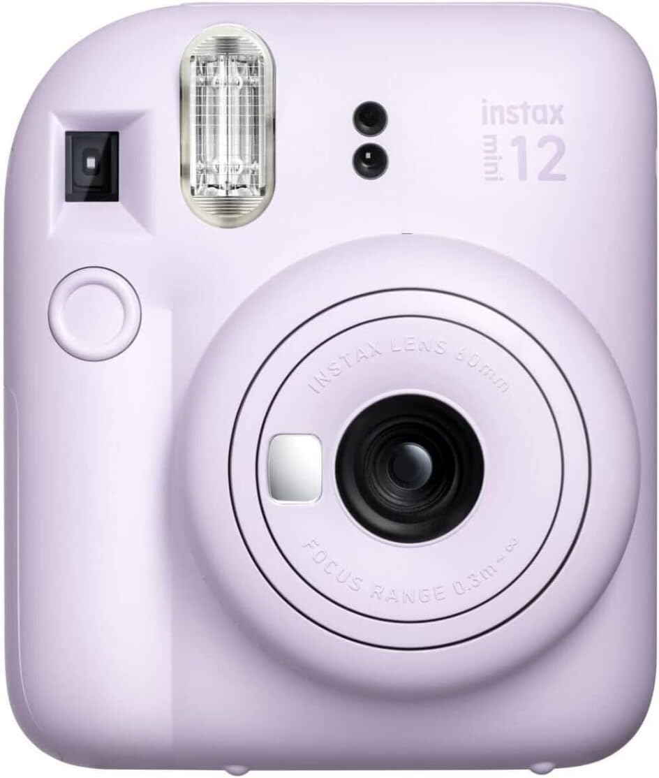 Fujifilm Instax Mini 12 Camera (Lilac Purple) with Fujifilm Instant Mini Film (40 Sheets) Bundle with + Sunshine Photo Microfiber Cleaning Cloth