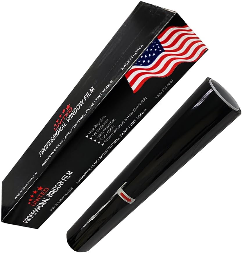 United Professional 1Ply Window Tint Film - 36' x100', 15% VLT Upgraded Dyed PET Film, 1 mil Thickness, 99% UV Block, Deep Shade Privacy Window Tint for Car, Truck, SUV, Home – Heat & Glare Control