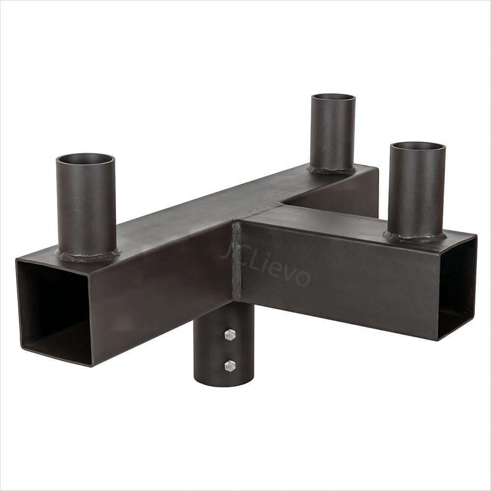 Bullhorn Light Mount 3 Tenons at 90degree,Bronze and Powder Coated Finished Triple Bullhorn Bracket for 3' Light Pole,Top Tenon of 2 3/8' Outside Diameter for Slip Fit Mount