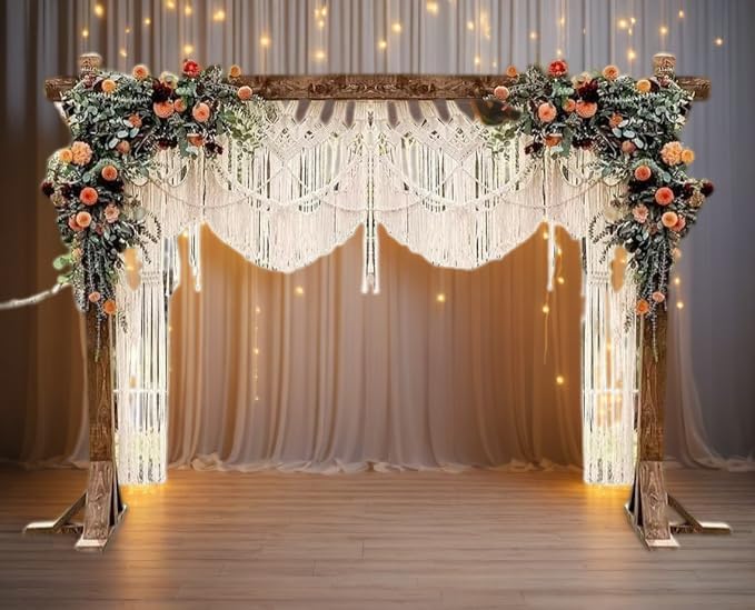 Macrame Wall Decor Hanging - Bohemian Home Geometric Art Decor - Macrame Curtain-Macrame Wedding Backdrop for Christmas & Decorations (W 100 X L 85)