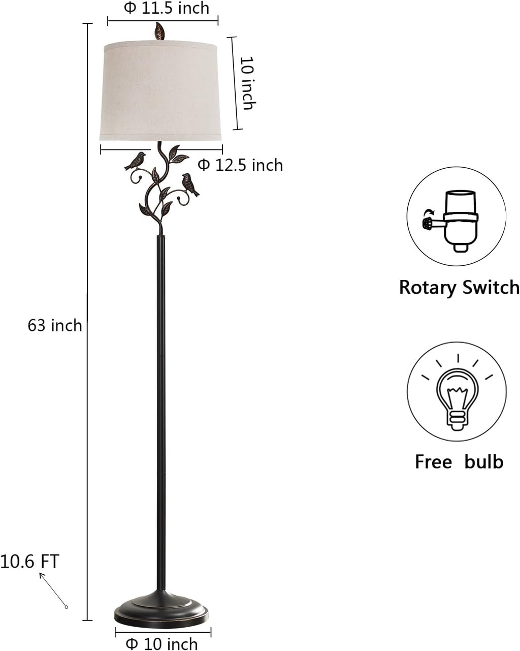 New - Same Matching Floor Lamp - 63'' Floor Lamp + 27'' Table Lamp Set of 2
