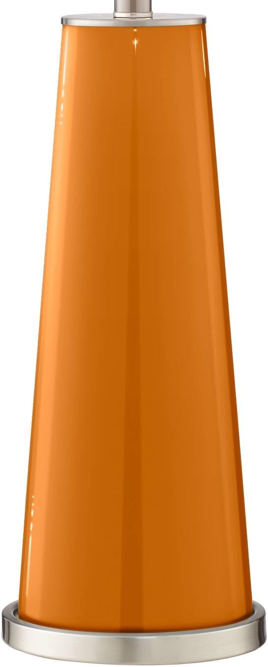 Color + Plus Leo 29 1/2' Tall Cylinder Modern End Table Lamps Set of 2 Cinnamon Spice Orange Brushed Nickel Finish Glass White Shade Living Room Bedroom Bedside Nightstand House Office Home Reading
