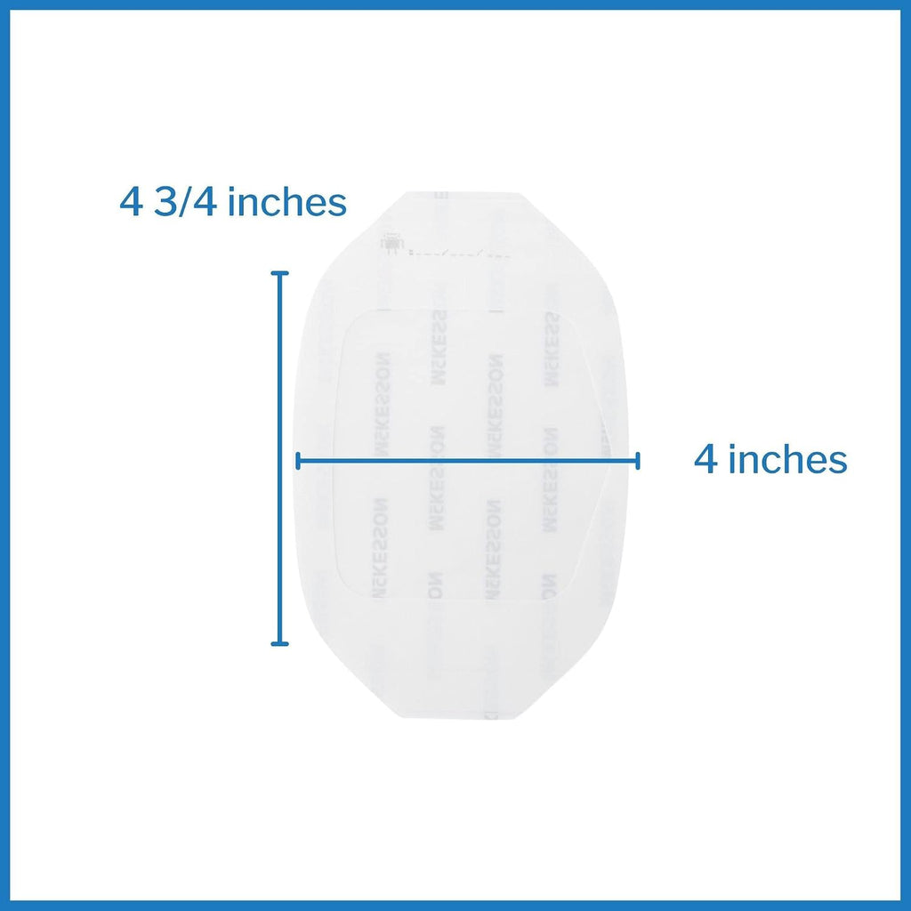 McKesson Transparent Film Dressing, Sterile, Frame Delivery, 4 in x 4 3/4 in, 50 Count, 4 Packs, 200 Total
