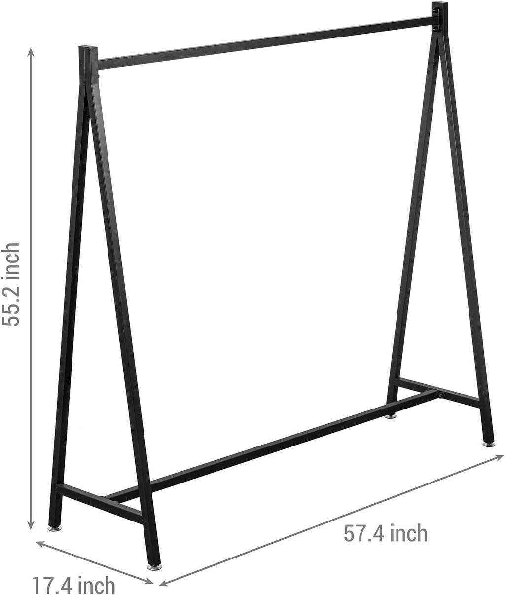 MyGift 57 Inch Modern Black Heavy Duty Metal A-Frame Wardrobe Clothing Rack, Commercial Grade Freestanding Garment Hanger for Bedroom Closet Clothes or Retail Display