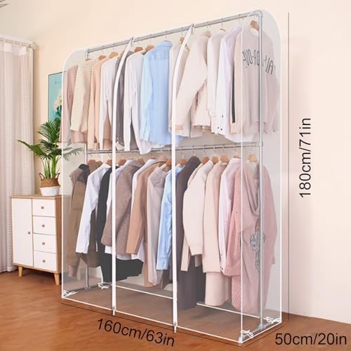 C Garment Bags for Hanging Clothes, Double-Layered Storage Covers with Tie Rope, Perfect for Dry Cleaning & Home Organization, Durable & Breathable Protection