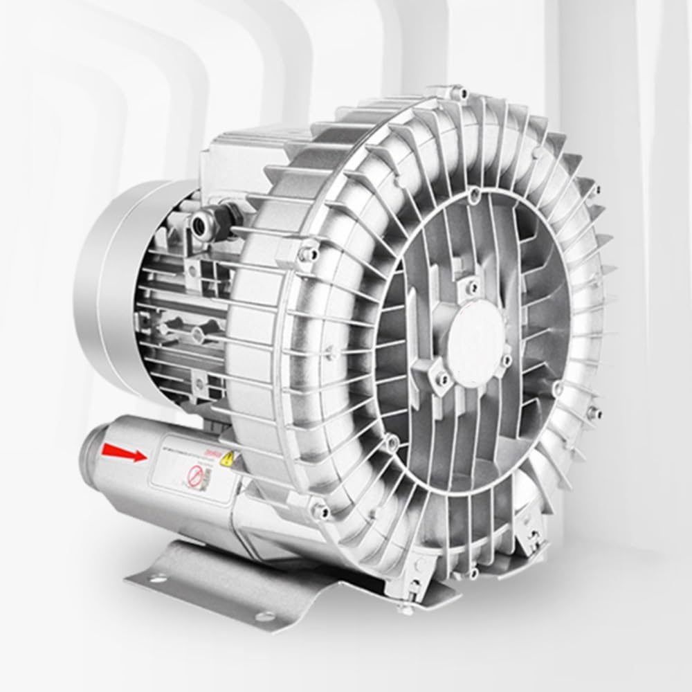 Regenerative Blower 0.5HP/0.74HP/1.49HP 110v Single Phase, Aluminum Alloy High-Pressure Vortex Ring Blower, Industrial Vacuum Pump for Air Blowing(350W/0.47HP)